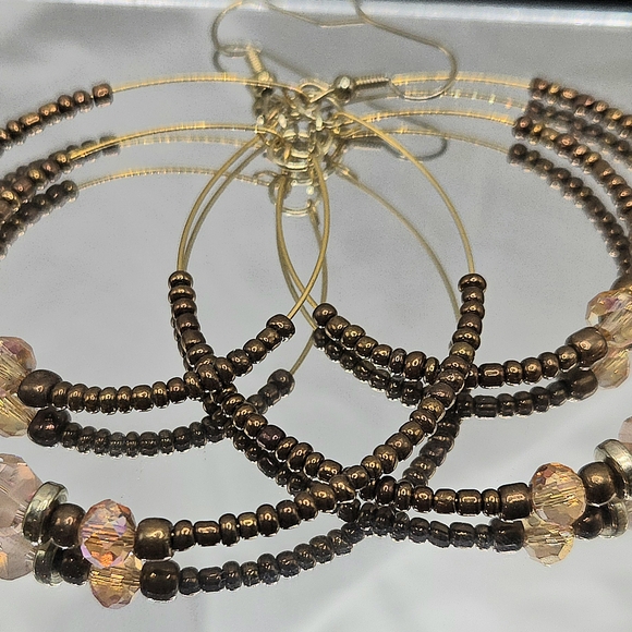 Elegant Beaded Hoop Earrings - Picture 1 of 5